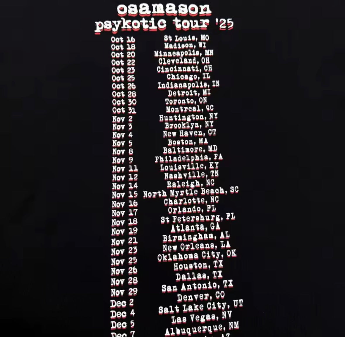 PSYKOTIC TOUR OSAMASON TEE